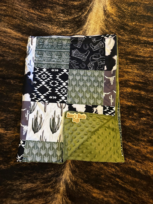 Cactus Collage Minky Blanket
