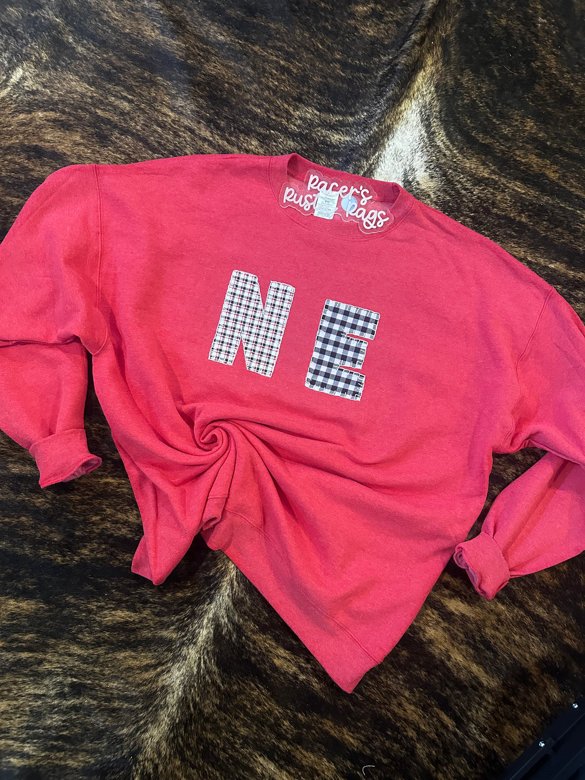 Embroidered Gingham NE Crew