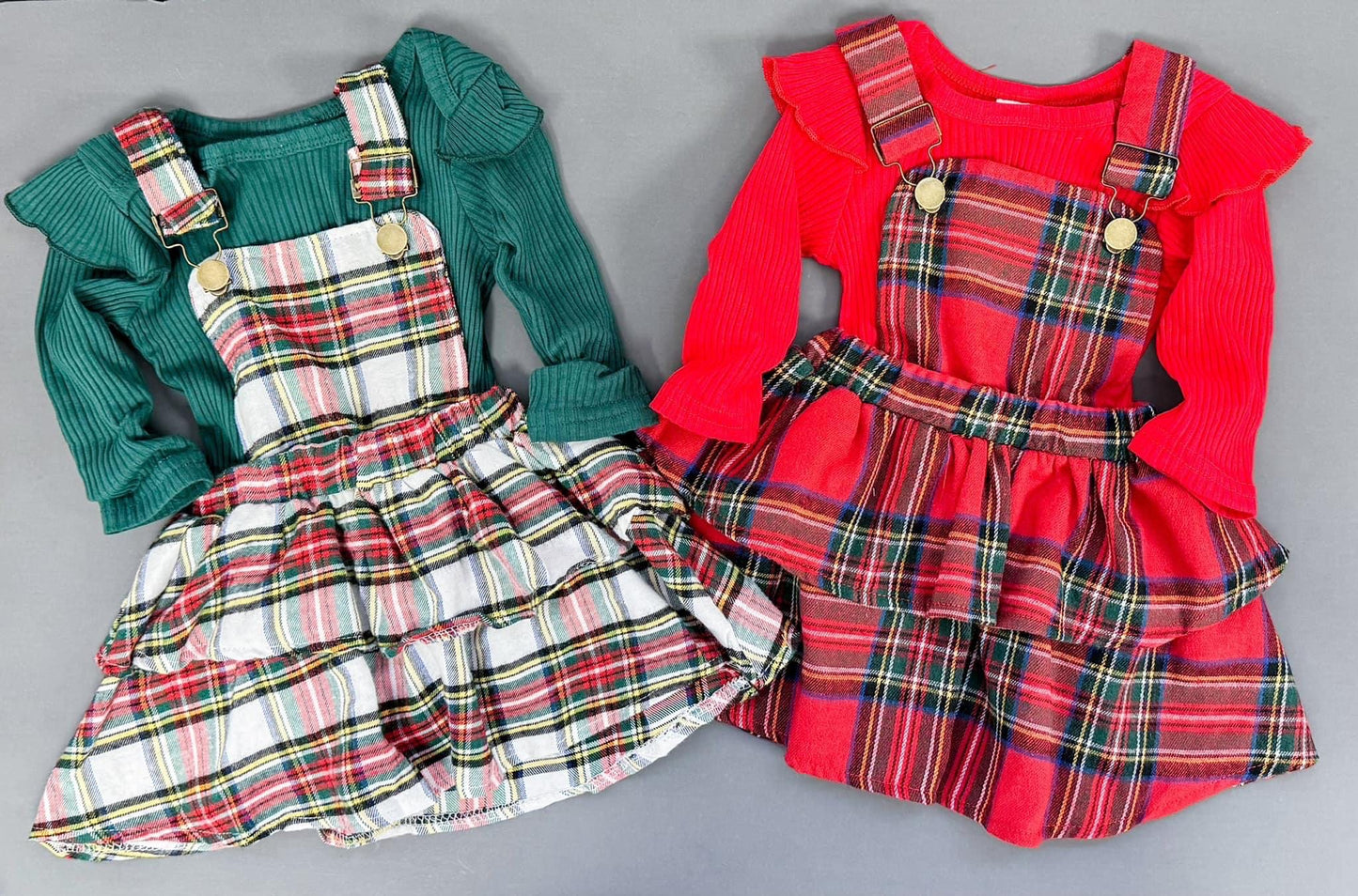 Plaid Suspender Skirt Set