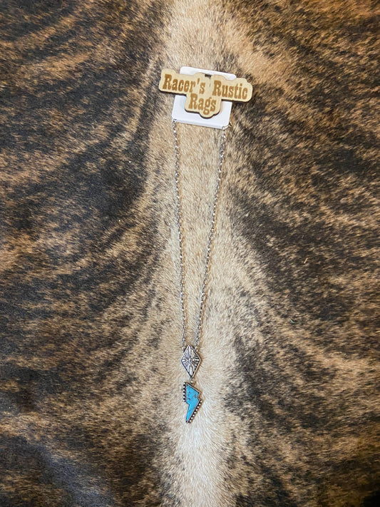 Turquoise Lightening Bolt Necklace