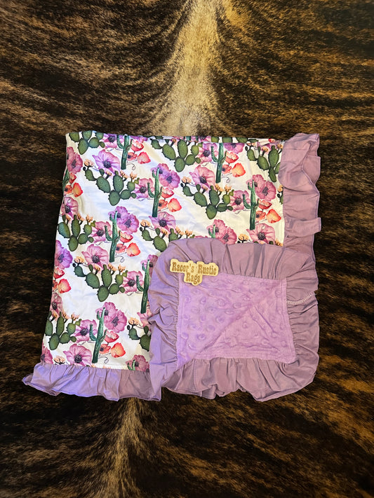 Purple Cactus Minky Blanket