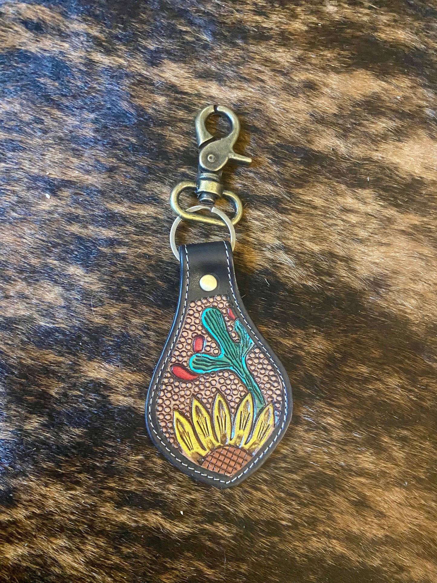 Cactus and Sunflower Key Fob