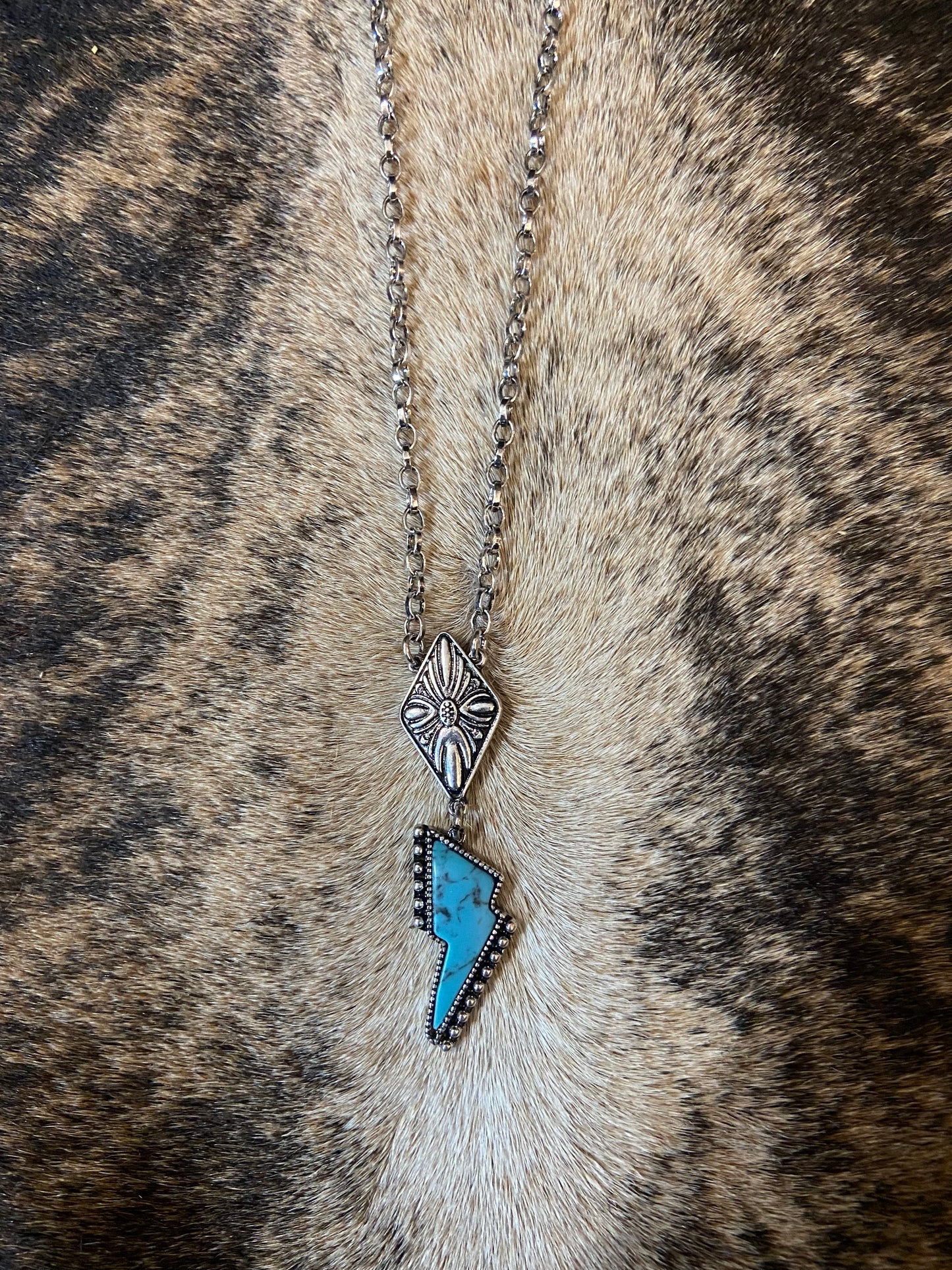 Turquoise Lightening Bolt Necklace