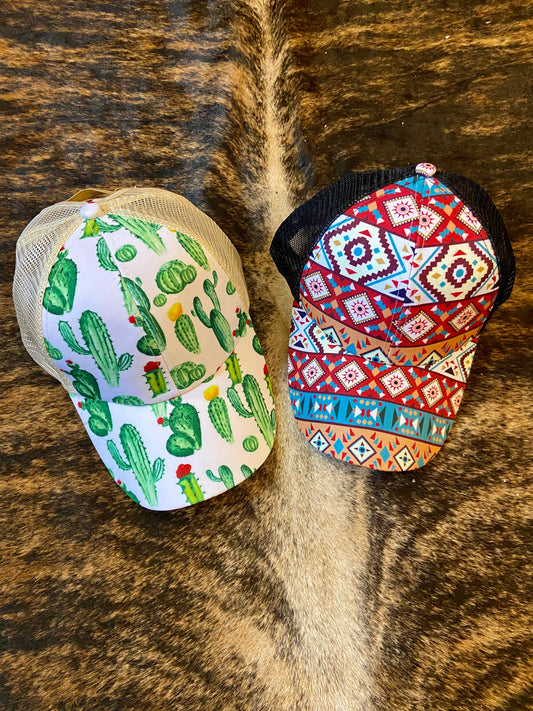 Ponytail Graphic Hats