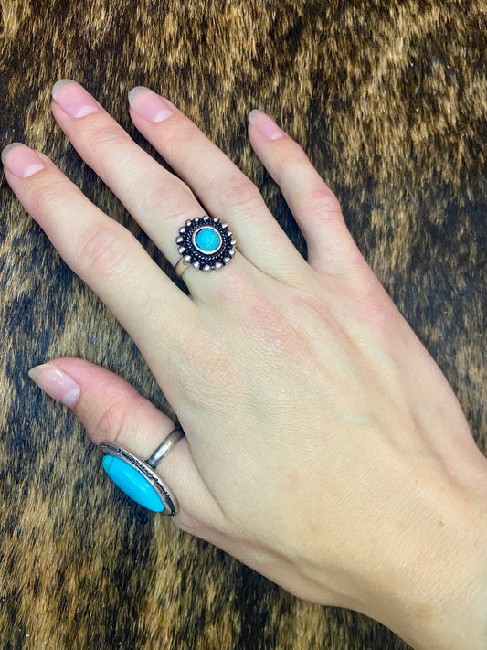 Turquoise Circle Adjustable Ring