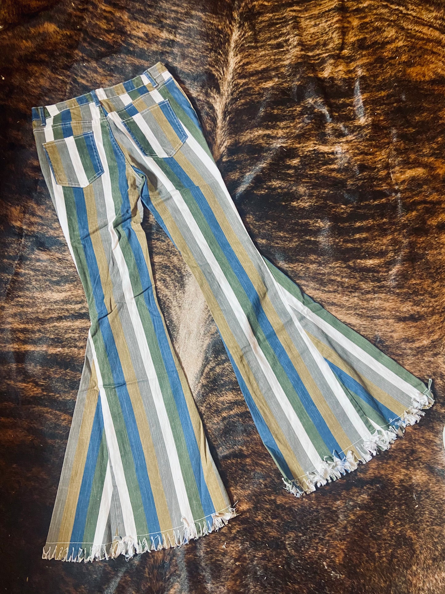 Simone Striped High Rise Bell Bottoms