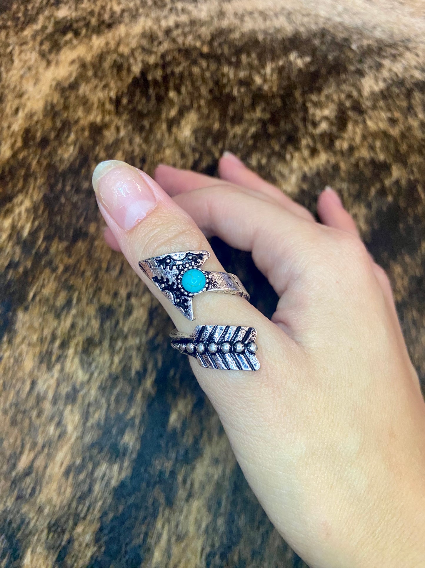 Turquoise Coil Arrow Ring