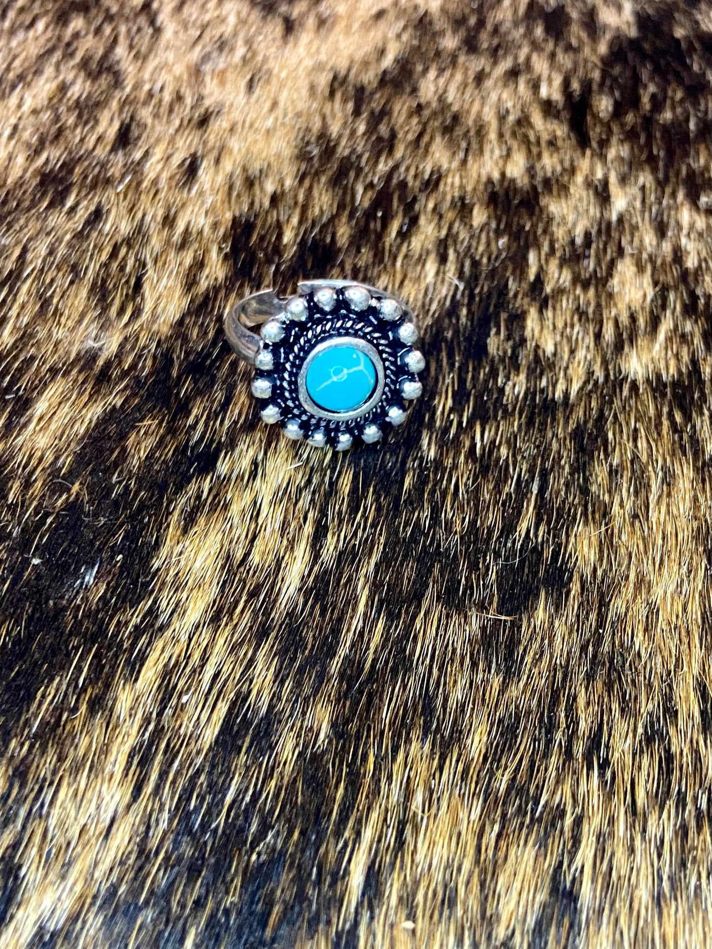 Turquoise Circle Adjustable Ring