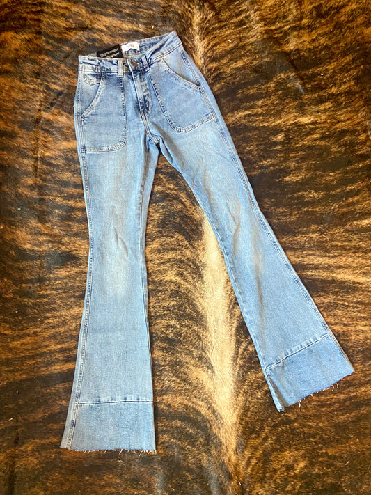 Raven Front Pocket Flared Jeans