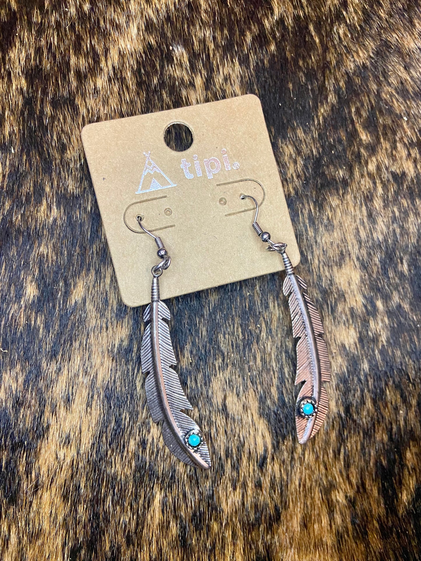 Turquoise Feather Earrings