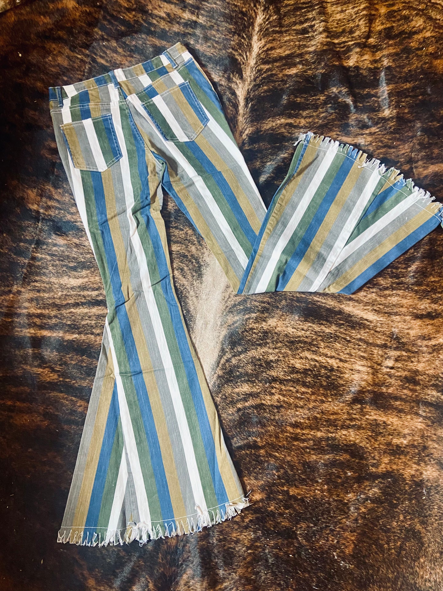 Simone Striped High Rise Bell Bottoms