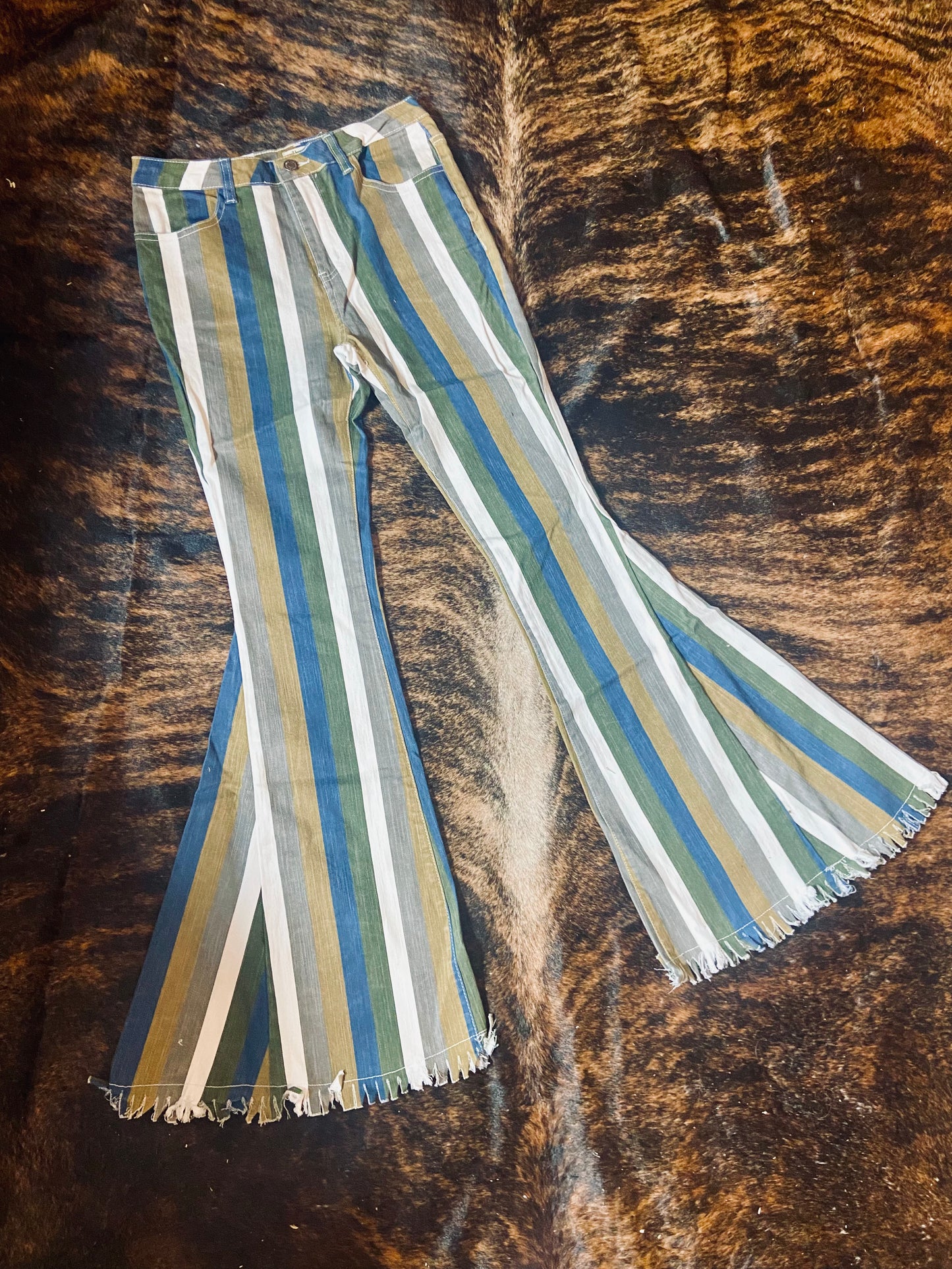 Simone Striped High Rise Bell Bottoms