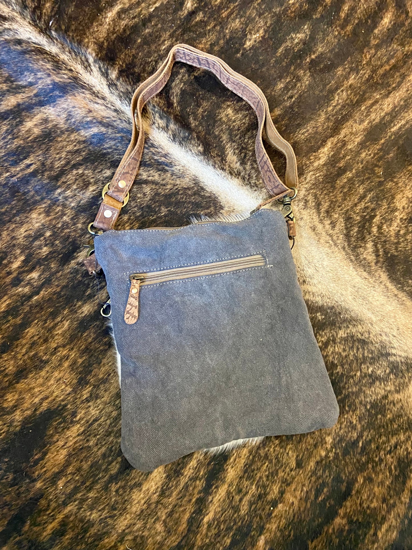 Splash Canvas and Hairon Crossbody Purse