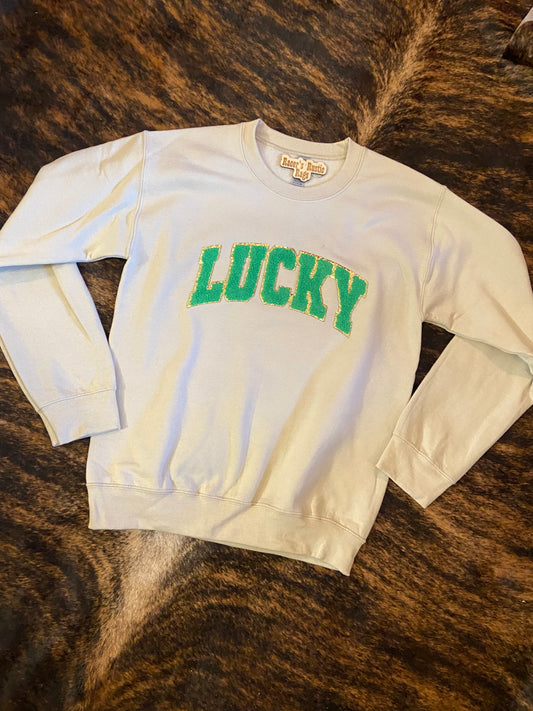 Lucky Chenille Patch Crewneck